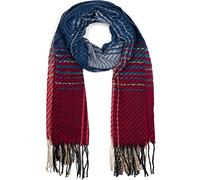 styleBREAKER Damen Feinstrick Schal Zick-Zack Streifen, Blau-Bordeaux-Rot