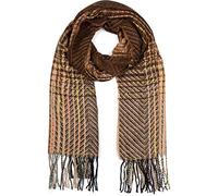 Strickschal STYLEBREAKER "Feinstrick Schal Zick-Zack gestreift", Damen, braun (braun, beige), Obermaterial: 100% Polyester PES., Modisch, Modetücher (55929242-0) braun, beige