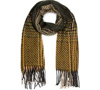 styleBREAKER Damen Feinstrick Schal Zick-Zack Streifen, Oliv-Camel