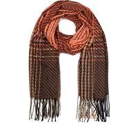 styleBREAKER Damen Feinstrick Schal Zick-Zack Streifen, Orange-Braun
