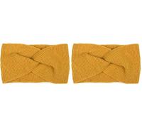 styleBREAKER Damen Feinstrick Stirnband mit Twist Knoten, warmes Winter Haarband, Headband 04026047, Farbe:Curry (Packung mit 2)