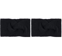 styleBREAKER Damen Feinstrick Stirnband mit Twist Knoten, warmes Winter Haarband, Headband 04026047, Farbe:Schwarz (Packung mit 2)