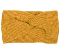 styleBREAKER Damen Feinstrick Stirnband Twist-Knoten, Curry | Elastischer Ohrenwärmer mit Wellen-Muster. 10 cm Breite, ungedehnte Bundweite 19 cm, passend für 59 cm Kopfumfang.