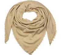 styleBREAKER Damen Feinstrick Viereckstuch mit Nieten und kurzen Fransen am Saum, Winter Schal, großes XL Tuch 01018147, Farbe:Beige