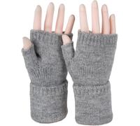 styleBREAKER Damen Fingerlose Strickhandschuhe Einfarbig mit Bund, warme Winter Handschuhe 09010052, Farbe:Grau meliert