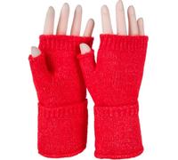styleBREAKER Damen Fingerlose Strickhandschuhe Einfarbig mit Bund, warme Winter Handschuhe 09010052, Farbe:Rot