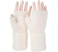 styleBREAKER Damen Fingerlose Strickhandschuhe Einfarbig mit Bund, warme Winter Handschuhe 09010052, Farbe:Creme