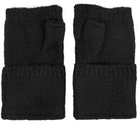 styleBREAKER Damen Fingerlose Strickhandschuhe Einfarbig mit Bund, warme Winter Handschuhe 09010052, Farbe:Schwarz