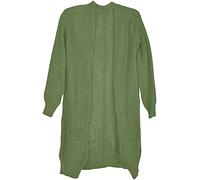 styleBREAKER Damen Grobstrick Cardigan mit aufgesetzten Taschen, Strickjacke ohne Verschluss, Strickmantel, OneSize 08010064, Farbe:Lindgrün