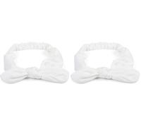 styleBREAKER Damen Haarband einfarbig mit Schleife und Gummizug, Stirnband, Headband, Pinup, Rockabilly, Haarschmuck 04026035, Farbe:Weiß (Packung mit 2)