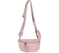 styleBREAKER Damen Halbmond Crossbody Schultertaschen Set 2-Teilig, Schultergurt mit Zick-Zack Rauten Muster 02012396, Farbe:Rose