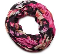 Loop STYLEBREAKER "Loop mit Blumen Allover Print", Damen, schwarz (schwarz, pink), Obermaterial: 100% Viskose CV., Modisch, Modetücher Loop (27400746-0) schwarz, pink