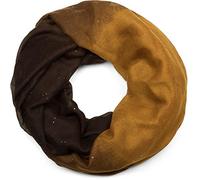 styleBREAKER Damen Loop Schal Glitzer Farbverlauf 89x91cm, Senf-Dunkelbraun