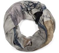 Loop STYLEBREAKER "Loop Schal mit Hirsch Print", Damen, grau (grau, blau), Obermaterial: 80% Viskose CV. 20% Baumwolle CO., Modisch, Modetücher Loop (71030234-0) grau, blau