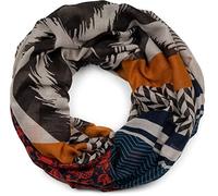 styleBREAKER Damen Loop Schal im Zick-Zack Paisley Muster Mix, Schlauchschal leicht mehrfarbig bunt, Tuch 01017145, Farbe:Rot-Orange