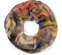 styleBREAKER Damen Loop Schal mit abstraktem Pinselstrich Muster, Schlauchschal mehrfarbig bunt, Tuch 01017130, Farbe:Orange-Beige-Braun