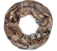 styleBREAKER Damen Loop Schal mit buntem Acrylic Pouring Muster, edler Cosmic Flow Schlauchschal mehrfarbig 01017159, Farbe:Braun-Beige