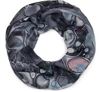 styleBREAKER Damen Loop Schal mit buntem Acrylic Pouring Muster, edler Cosmic Flow Schlauchschal mehrfarbig 01017159, Farbe:Schwarz-Grau