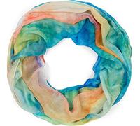 styleBREAKER Damen Loop Schal mit buntem Aquarell Farbverlauf Muster, leichter sommerlicher Schlauchschal mehrfarbig 01016220, Farbe:Blau-Grün-Orange