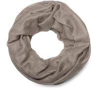 styleBREAKER Damen Loop Schal mit Glitzer-Effekt | Einfarbiger Schlauchschal aus weicher Viskose | Leicht & Elegant | 87 x 93 cm, Farbe:Taupe