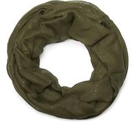 styleBREAKER Damen Loop Schal mit Glitzer-Effekt | Einfarbiger Schlauchschal aus weicher Viskose | Leicht & Elegant | 87 x 93 cm, Farbe:Oliv