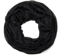 styleBREAKER Damen Loop Schal mit Glitzer-Effekt | Einfarbiger Schlauchschal aus weicher Viskose | Leicht & Elegant | 87 x 93 cm, Farbe:Schwarz