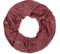 styleBREAKER Damen Loop Schal mit Glitzer und Pailletten Punkte, Schlauchschal, Tuch 01017075, Farbe:Bordeaux-Rot meliert