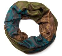 Loop STYLEBREAKER "Loop mit Hibiskus Blüten und Paisley Muster", Damen, grün (grün, petrol, hellbraun), Obermaterial: 100% Viskose CV., Modisch, Modetücher Loop (45479308-0) grün, petrol, hellbraun
