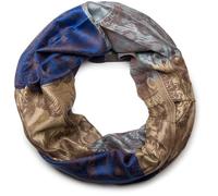Loop STYLEBREAKER "Loop mit Hibiskus Blüten und Paisley Muster", Damen, blau (blau, hellblau, braun), Obermaterial: 100% Viskose CV., Modisch, Modetücher Loop (38259702-0) blau, hellblau, braun