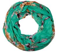 styleBREAKER Damen Loop Schlauchschal mit buntem Schmetterling und Blumen Print, Crash and Crinkle Schal, Tuch 01016013, Farbe:Mint