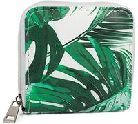 styleBREAKER Damen Mini Geldbörse Palmen Print Muster, Grün-Weiß