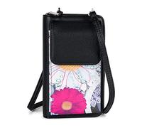 Mini Bag STYLEBREAKER "Mini Bag Ethno Blumen Blüten - RFID Schutz", Damen, Gr. B/H/T: 19,5cm x 11cm x 5cm Einheitsgröße, schwarz, weiß, pink, 100% Polyurethan PU. Futter: 100% Polyester PES., gemuster