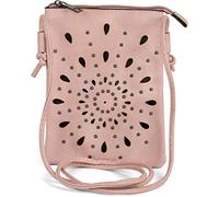 Mini Bag STYLEBREAKER "Mini Umhängetasche Blumen Cutouts und Nieten", Damen, Gr. B/H/T: 14cm x 19cm x 1,2cm Einheitsgröße, rosa (rose), 100% Polyurethan PU. Futter: 100% Polyester PES., gemustert, Tas