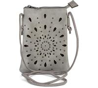 Mini Bag STYLEBREAKER "Mini Umhängetasche Blumen Cutouts und Nieten", Damen, Gr. B/H/T: 14cm x 19cm x 1,2cm Einheitsgröße, grau, 100% Polyurethan PU. Futter: 100% Polyester PES., gemustert, Taschen (3