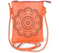 Mini Bag STYLEBREAKER "Mini Umhängetasche Blumen Cutout und Strass", Damen, Gr. B/H/T: 14,5cm x 19,5cm x 2cm Einheitsgröße, orange, 100% Polyurethan PU. Futter: 100% Polyester PES., gemustert, Taschen