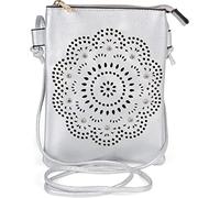 styleBREAKER Damen Mini Umhängetasche Cutout Blumen, Silber