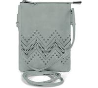 Mini Bag STYLEBREAKER "Mini Umhängetasche ZickZack Cutout Nieten", Damen, Gr. B/H/T: 14cm x 19cm x 1,2cm Einheitsgröße, grau, blau, 100% Polyurethan PU. Futter: 100% Polyester PES., unifarben, Taschen