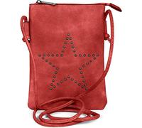 Mini Bag STYLEBREAKER "Mini Umhängetasche mit Nieten Stern", Damen, Gr. B/H/T: 14cm x 19cm x 1,2cm Einheitsgröße, rot, 100% Polyurethan PU. Futter: 100% Polyester PES., unifarben, Taschen (17868931-0)