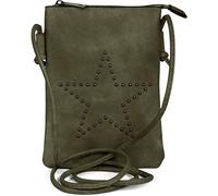 Mini Bag STYLEBREAKER "Mini Umhängetasche mit Nieten Stern", Damen, Gr. B/H/T: 14cm x 19cm x 1,2cm Einheitsgröße, oliv, 100% Polyurethan PU. Futter: 100% Polyester PES., unifarben, Taschen (86120826-0
