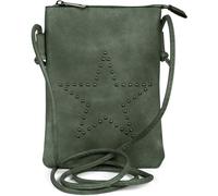 Mini Bag STYLEBREAKER "Mini Umhängetasche mit Nieten Stern", Damen, Gr. B/H/T: 14cm x 19cm x 1,2cm Einheitsgröße, piniengrün, 100% Polyurethan PU. Futter: 100% Polyester PES., unifarben, Taschen (4288