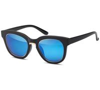 Wayfarer STYLEBREAKER "Nerd Sonnenbrille mit Kunststoff Metall Rahmen", Damen, blau (gestell schwarz, gold, glas blau verspiegelt), Modisch, Sonnenbrillen (40675260-0) gestell schwarz, gold, glas blau