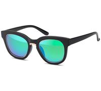 styleBREAKER Damen Nerd Sonnenbrille Oval Retro Flachglas,Schwarz-Gold/Grün