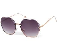 styleBREAKER Damen Ovale Oversize Sonnenbrille mit Diamant Schliff, Rahmenlos mit getönten Gläsern, Metallrahmen 09020136, Farbe:Gestell Gold/Glas Violett Verlauf