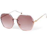 styleBREAKER Damen Ovale Oversize Sonnenbrille mit Diamant Schliff, Rahmenlos mit getönten Gläsern, Metallrahmen 09020136, Farbe:Gestell Gold/Glas Braun-Rose Verlauf