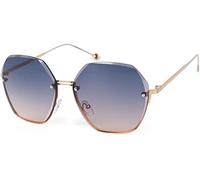 styleBREAKER Damen Ovale Oversize Sonnenbrille mit Diamant Schliff, Rahmenlos mit getönten Gläsern, Metallrahmen 09020136, Farbe:Gestell Gold/Glas Grau Verlauf
