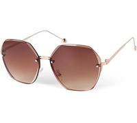 styleBREAKER Damen Ovale Oversize Sonnenbrille mit Diamant Schliff, Rahmenlos mit getönten Gläsern, Metallrahmen 09020136, Farbe:Gestell Gold/Glas Braun Verlauf