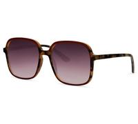 styleBREAKER Damen Oversize Sonnenbrille Quadratisch, Rehbraun-Braun/Grau
