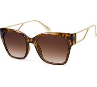 styleBREAKER Damen Oversize Sonnenbrille Rechteckig,Demi Braun-Gold/Braun