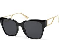 Sonnenbrille STYLEBREAKER "Oversize Sonnenbrille mit breiten Metall Bügeln", Damen, grau (gestell schwarz, gold, glas grau getönt), Modisch, Sonnenbrillen Sonnenbrille (19144402-0) gestell schwarz, go
