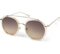 styleBREAKER Damen Oversize Sonnenbrille Rund Doppelrahmen, Gold/Braun